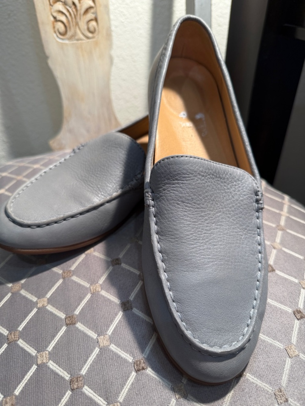 Women Dansko Gray Leather Slip-On Loafers
